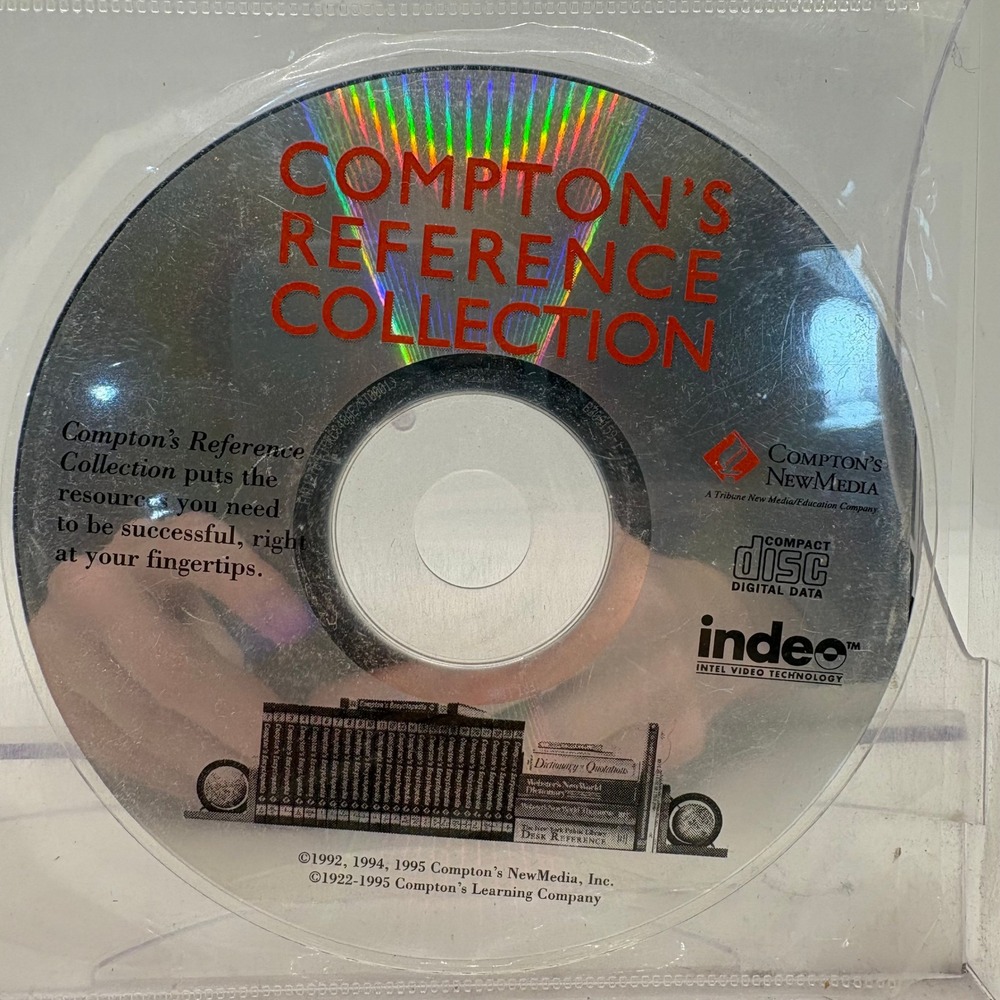 Comptons Reference Collection CD-ROM 1995 Vintage PC Software Intel Indeo Video